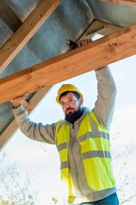 Carpenter man working low view