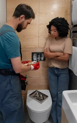 Side view man working as plumber