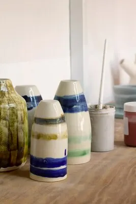 Ceramic and pottery tools still life