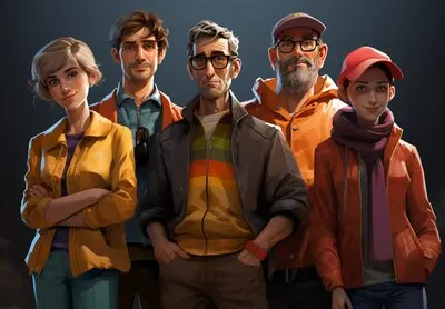 Men cartoon characters together