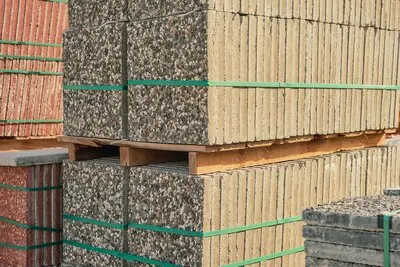 Paving slabs on pallets in keeping Goods in stock construction and repair delivery and sale of building materials