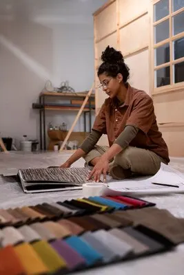 Set designer at work indoors