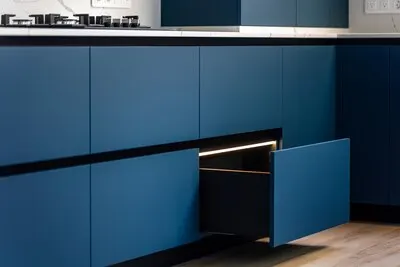 Modern blue kitchen cabinets minimalist kitchen interior stylish furniture design