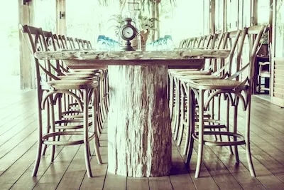 modern interior empty wooden chairs