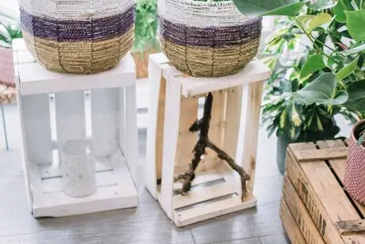 Wooden decor of floral shop