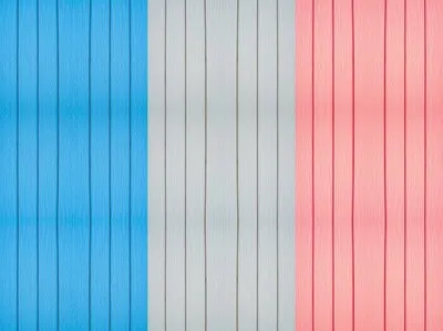 France flag on wood background.