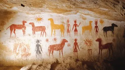 Archaeological cave paintings