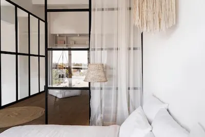 Bedroom interior design for zoom calls side view