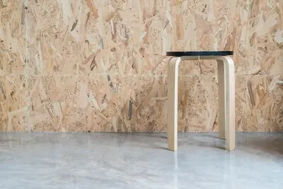modern chair with wood background