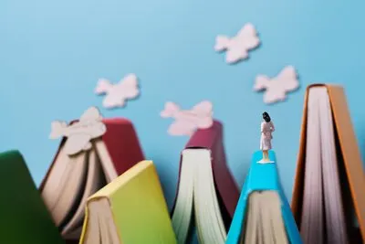Books and imagination still life