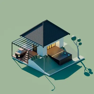 3d rendering of cartoon house