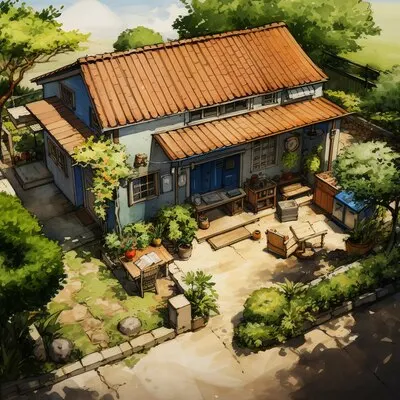 Anime style house structure