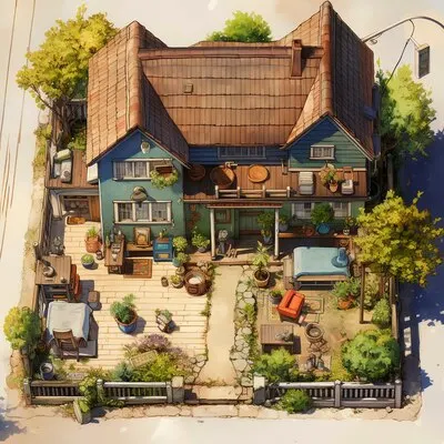 Anime style house structure