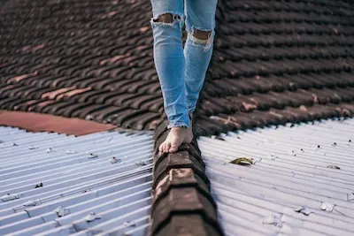 Man walking on the roof