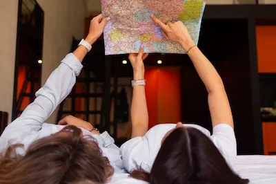Top view young people in a hostel