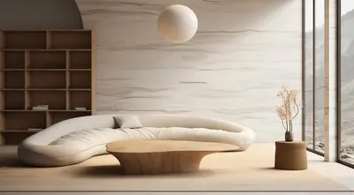 Mix of minimal nordic interior design with japanese wabi-sabi style
