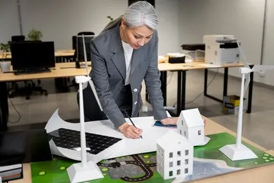 Business person planning for alternative energies