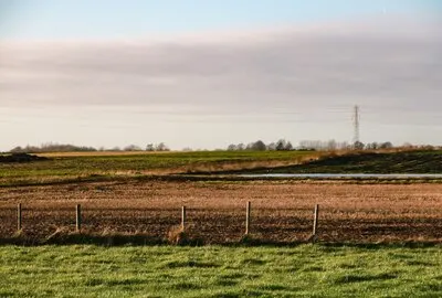 Beautiful shot of a field with white clouds in a clear sky