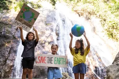 Exterior portrait of kids for world environment day