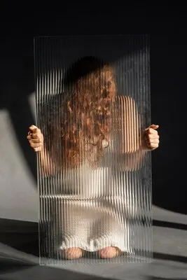 Translucent and blurred portrait of woman