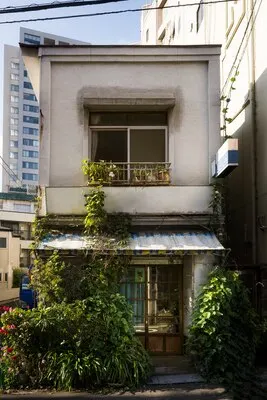Front view abandoned house with plants