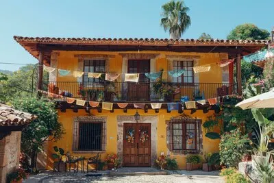 Colourful traditional mexican house